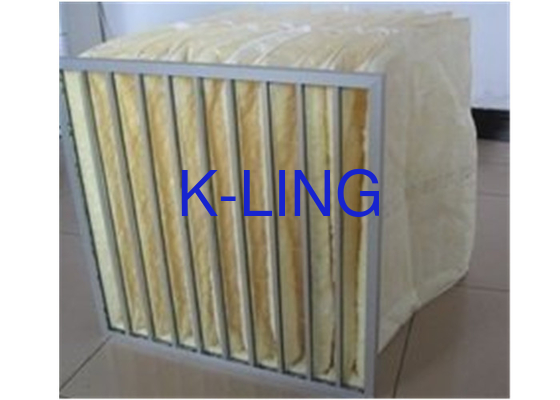 Synthetische Faser 80% Luftfeuchtigkeit Taschenluftfilter Galvanisierter Stahlrahmen 50 Pa Anfangsdruck
