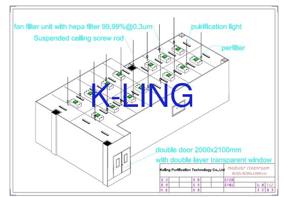 5P Temperatur- und Luftbefeuchtigungssteuerung Laminar-Flow Booth mit H14 HEPA-Filter für schnelle Montage und Demontage Modular Clean Room