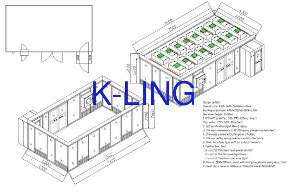 Laminare Strömung H13-H14 Cleanroom in Cleanrooom mit Luft-Geschwindigkeit 0.3-0.5m/S