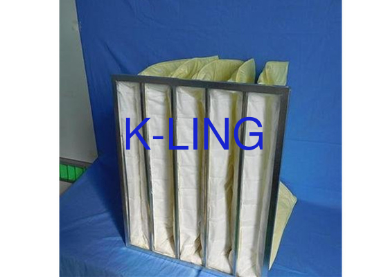 Synthetische Faser 80% Feuchtigkeit Aluminiumlegierung Taschenluftfilter mit galvanisiertem Stahlrahmen