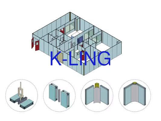 Moduläres Reinraumsystem mit HEPA/ULPA-Filtern für kontrollierte Umgebung der Klasse 100/1000/10000 und 50 mm dicke Platten